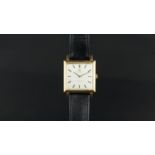 OMEGA DE VILLE, square dial with black baton hour markers, 25mm 9ct gold case, 17 jewel Omega 620