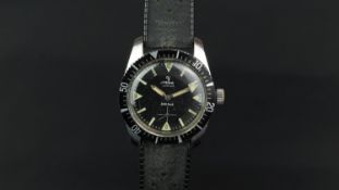 VINTAGE YEMA JUNIOR DIVERS WATCH, circular black dial, luminous hour markers, subsidiary seconds,