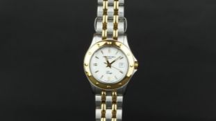 LADIES' RAYMOND WEIL WRISTWATCH REF 5390, white dial 28mm diameter with date function, stainless