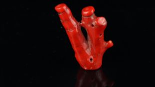 Large piece of red coral measuring approximately 64 x 45mm
