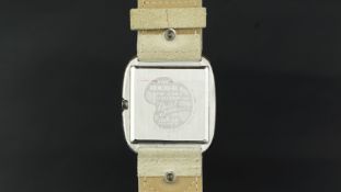 Axcent of Scandinavia wristwatch, square dial with subsidiary seconds dial and baton hour markers,