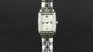 LADIES' RAYMOND WEIL PARSIFAL WRISTWATCH REF 9741, white square dial with dot markers 22x19mm