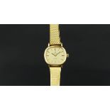 LADIES' OMEGA DE VILLE WRISTWATCH, gold coloured squared dial, gold plated case 22x18mm diameter,