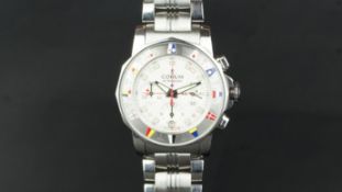 CORUM AUTOMATIC CHRONOGRAPH ADMIRALâ€™S CUP, silvered dial, triple register, luminous our markers,