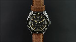 RARE GENTLEMEN'S OMEGA SEAMASTER 300 STAINLESS STEEL, circular black dial with aged luminous hour