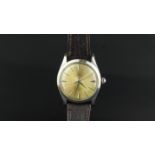 GENTLEMEN'S TUDOR OYSTER PRINCE SMALL ROSE WRISTWATCH, circular patina dial with arrow hour markers,