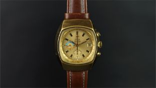 GENTLEMEN'S OMEGA SEAMASTER GOLD PLATED AUTOMATIC CHRONOGRAPH, circular gold twin register dial with