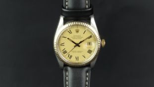 GENTLEMEN'S ROLEX OYSTER PERPETUAL DATE JUST BI METAL WRISTWATCH REF. 16013, circular gold dial with