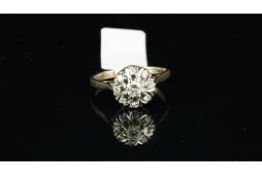 Diamond cluster ring, round brilliant cut diamonds, set in 18ct yellow gold, ring size L1/2