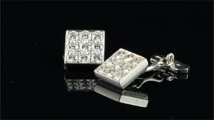 Platinum and diamond cufflinks, each set with nine round brilliant cut diamonds, set in a square,