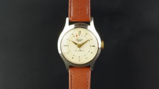 GENTLEMEN'S SMITHS EMPIRE VINTAGE WRISTWATCH, circular beige dial with dot hour markers and hands,