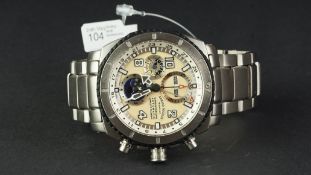 GENTLEMEN'S ARMAND NICOLET TITANIUM CHRONO CALENDAR, circular two tone dial with large Arabic