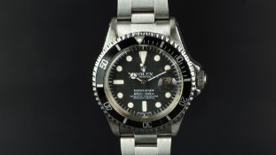 GENTLEMEN'S ROLEX SUBMARINER REF. 1680 WRISTWATCH, circular black dial with cream dot hour markers