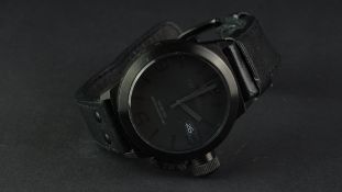 GENTLEMEN'S TW STEEL WRISTWATCH, circular black dial with date and black hour markers, 45mm case,