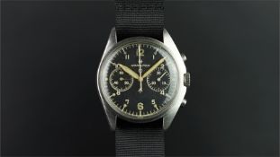 Gents Hamilton 'Crows Foot' Military Chronograph Wristwatch, circular black twin register dial