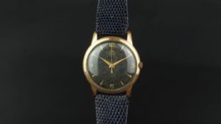 VINTAGE TITUS WATCH, circular black dial, dagger and Arabic hour markers, 35mm steel and gold plated