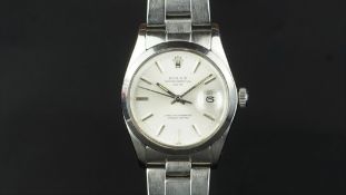 GENTLEMEN'S ROLEX DATE REF. 1500 W/ BOX AND PAPERS, circular silver dial with baton hour markers and