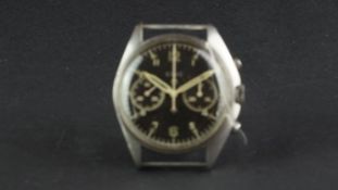 GENTLEMEN'S CWC CROWS FOOT MILITARY CHRONOGRAPH, circular twin register tritium black dial with