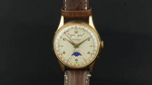 VINTAGE MINIMAX TRIPLE CALENDAR WRISTWATCH, circular dial with luminous Arabic numerals, day and