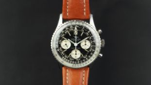 GENTLEMEN'S BREITLING NAVITIMER CHRONOGRAPH W/ PAPERS REF. 806, circular black triple register