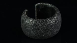 Black imitation sting ray cuff bangle