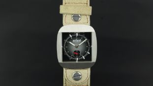 Axcent of Scandinavia wristwatch, square dial with subsidiary seconds dial and baton hour markers,