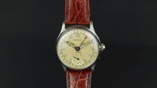 VINTAGE RENSIE TRIPLE CALENDAR WRISTWATCH, circular dial with luminous Arabic numerals, day and date