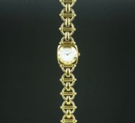 LADIES' GUCCI WRISTWATCH, circular white dial, Gucci bezel on a 21mm gold plated case, original