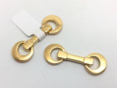 Italian 18ct yellow gold cufflinks, bar fitting with circles to each end, gross weight approximately