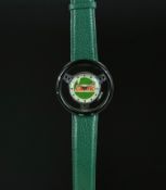 NOVELTY CASTROL WRISTWATCH, novelty Castrol steering wheel wristwatch, circular logo dial integrated