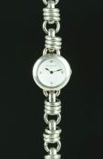 LADIES' LINKS OF LONDON WRISTWATCH, circular white dial with dot hour markers, 23mm stainless