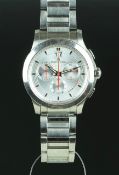 GENTLEMEN'S MAURICE LACROIX ROGER FEDERER CHRONOGRAPH, circular silver triple register dial with