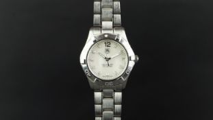 MID SIZE TAG HEUER AQUARACER DIAMOND SET WRISTWATCH, circular mother of pearl dial with diamond hour