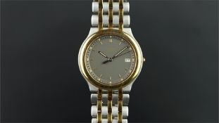 UNISEX CHOPARD BI COLOUR MONTE CARLO WRISTWATCH, circular grey dial with gold baton hour markers and