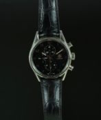 GENTLEMEN'S TAG HEUER CARRERA CHRONOGRAPH WRISTWATCH, circular black dial with bronze Arabic