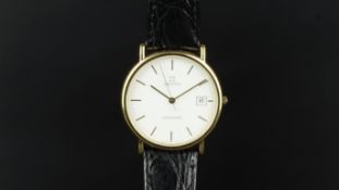 GENTLEMEN'S ZENITH COSMOPOLITAN DATE WRISTWATCH, circular white dial with gold hour markers and date