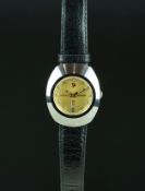 MID SIZE RADO WRISTWATCH, square champagne dial with dot hour markers, stainless steel case,