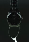 GENTLEMEN'S FOSSIL WRISTWATCH, black dial, original bracelet, 42mm case.