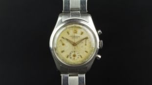 GENTLEMEN'S J.W.BENSON VALJOUX 72 CHRONOGRAPH WRISTWATCH, circular aged triple register dial with