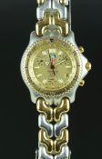 GENTLEMEN'S TAG HEUER CHRONOGRAPH REF. S35.406, circular gold triple register dial with luminous