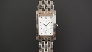 GENTS LONGINES DOLCEVITA WRISTWATCH, rectangular white dial with silver hour markers and a sub dial,