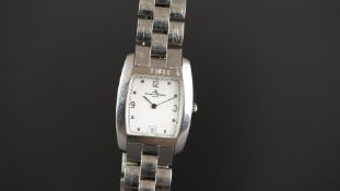 MID SIZE BAUME AND MERCIER WRISTWATCH, rectangular white dial with silver hour markers, 29mm