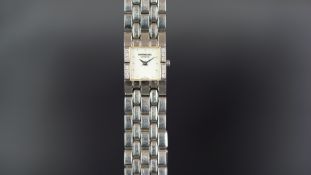 LADIES RAYMOND WEIL WRISTWATCH, square white dial with silver hour markers, 12mm stainless steel