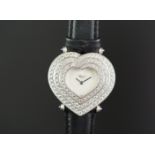LADIES CHOPARD 18K WHITE GOLD DIAMOND SET WRISTWATCH, heart shaped mother of perals dial with silver