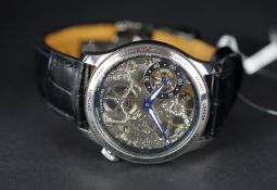 GENTS THEOREMA SKELETON WRISTWATCH, skeleton prensentation with blue and white hands and a sub dial,