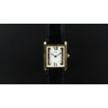 *TO BE SOLD WITHOUT RESERVE* LADIES' MUST DE CARTIER VERMEIL WRISTWATCH, rectangular white dial with