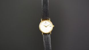 LADIES RAYMOND WEIL WRISTWATCH, circular white dial with gold hour markers, 22mm g/p case with