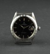 GENTS TUDOR PRINCE OYSTERDATE WRISTWATCH, circular black glossy dial with date aperture, textured