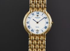 MID SIZE RAYMOND WEIL FIDELO WRISTWATCH, circular white and blue dial with black roman numerals