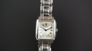 LADIES RAYMOND WEIL SAXO WRISTWATCH, circular silver dial with roman numerals and a date aperture,